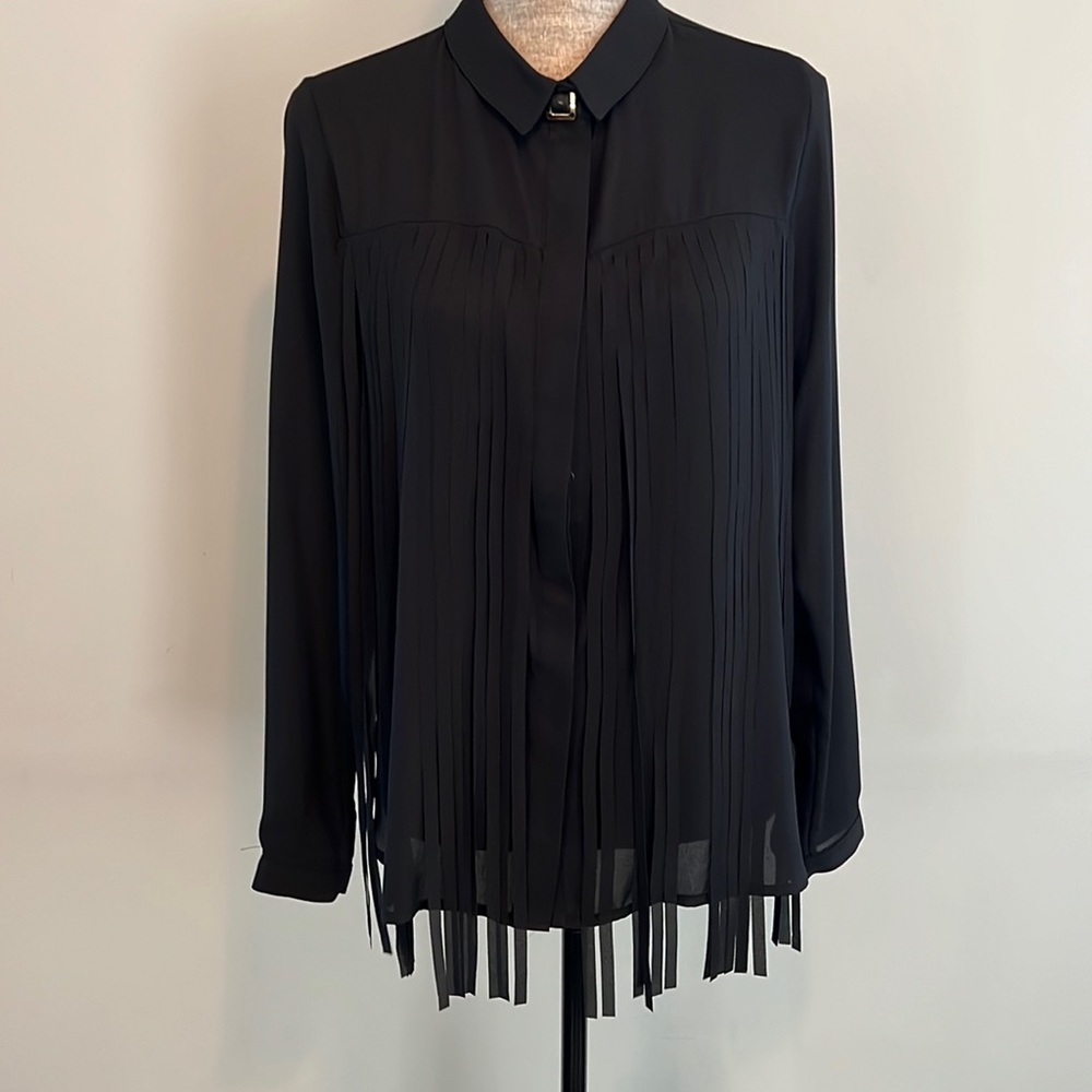 JoyMiss | Size L | Black Fringe Blouse | Western | Cowboy Chic| Rodeo|Country